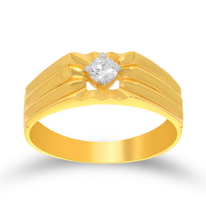 Bague solitaire de luxe plaquée or pour homme avec diamant de laboratoire taille brillant rond, alliance classique, bijoux raffinés - Product Image 1