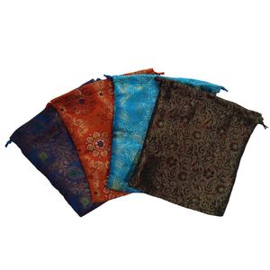 High Quality Drawstring <b>Bag</b> Custom <b>Design</b> Printed Jamawar Silk Drawstring Jewelry Gift <b>Bag</b> for <b>Packaging</b> Purpose - Product Image 1