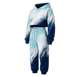 Conjunto de sudaderas cortas con estilo moderno a juego, tela suave y ajuste flexible para mujer, uso casual y diario. - Product Image 6