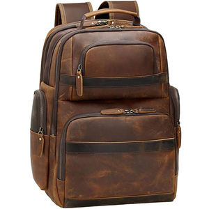 Wholesale Leather Backpack Bag Pack with Laptop Compartment Travel School Work <b>Rucksack</b> Custom Logo OEM Leather Bag - Product Image 4