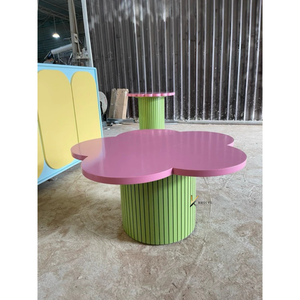 Modern Flower Design Kids <b>Table</b> Lacquer Mdf Green Flower <b>Shaped</b> <b>Table</b> Safety Feature for Babies and Kids - Product Image 6