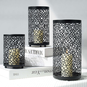 Portavelas Votivo con Corte de Diamante, 8 Pulgadas de Altura, Regalo Ideal para Bodas, Portavelas Votivo de Hierro Negro, Portavelas Votivos Hechos a Mano - Product Image 5