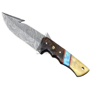 Couteaux à lame fixe personnalisés de haute qualité avec manche en bois, support OEM pour le bricolage - Lames en acier inoxydable et en acier Damas - Product Image 4
