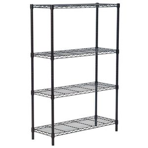 Estante de Hierro con Revestimiento Plástico de 4 Niveles, 140x90x35cm, Negro, para Almacenamiento - Product Image 1