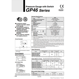 มาตรวัดความดันสวิตช์ GP46-10-01ML5 pneumatics SMC - Product Image 2