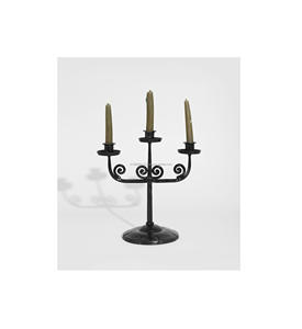 <b>Black</b> <b>polished</b> metal candelabra for home decor centerpiece and romantic dinner candlelight with classic design appeal - Product Image 5