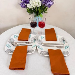 Serviettes en coton uni rectangulaires orange, décoration de table, faites à la main, lavables en machine, style simple, usage domestique - Product Image 3