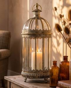 Farol de Metal Blanco con Asa y Paneles de Vidrio para Decoración del Hogar - Product Image 6