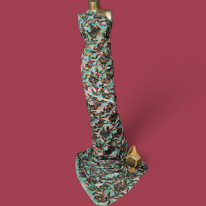 ผ้าแจ็คการ์ดผ้าไหม100% ลายดอกไม้หลากสีสำหรับผู้หญิงผ้าคอตตอนพิมพ์ลายดอกไม้ - Product Image 2