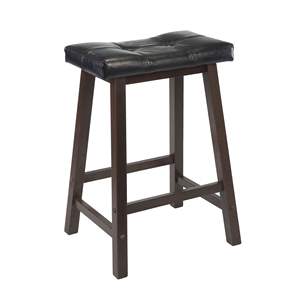 Mona 24 \ "Coussin Selle Siège Bar Tabouret Noir Faux Cuir avec Pieds en Bois RTA Assemblage Nécessaire - Product Image 1