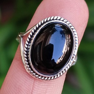 Black Onyx Bezel Setting Ring 925 Sterling Silver Statement Promise Boho Jewelry for Women July Birthstone Wedding Gift - Product Image 3