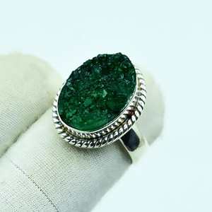 Vintage Druzy <b>Quartz</b> <b>Ring</b> 925 Sterling Silver Handmade Boho Statement Druzy Jewelry Natural Gemstone <b>Ring</b> - Product Image 6