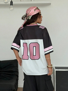 Camiseta deportiva de malla con cuello en V y manga corta para verano, talla grande, para hombre y mujer - Product Image 3