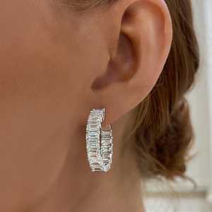 Pendientes de Aro con Diamantes Cultivados en Laboratorio con Corte Esmeralda, Doble Cara, de Lujo, Personalizados de Fábrica, 9 Quilates, Oro Sólido de 14K y 18K, Venta al Por Mayor - Product Image 5