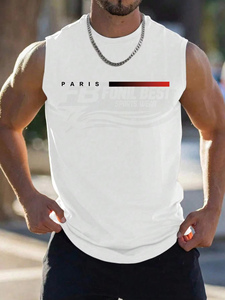 Débardeur décontracté pour homme, col rond, sans manches, en coton doux de haute qualité, respirant, tricoté, pour l'été, le fitness et les activités de plein air, sérigraphié - Product Image 2