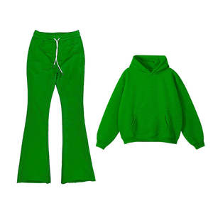 Conjunto Deportivo de Dos Piezas 2024 con Logotipo Personalizado, Pantalones Deportivos Básicos Unisex y Sudadera Corta con Capucha, Color Sólido, para Hombre y Mujer - Product Image 5