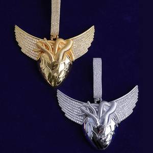 Collier pendentif tête de cerf ailé, pavé de zircone cubique, chaîne en alliage plaqué rhodium, bijoux pour hommes - Product Image 3