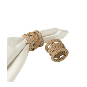 Juego de 4 servilleteros ovalados de ratán blanqueado, hechos a mano, de mimbre, decoración moderna y rústica para cenas costeras, bodas ecológicas y bohemias. - Product Image 2