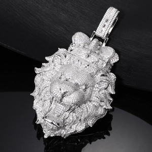Colgante Cabeza de Tigre de Plata 925 con Moissanita, Temática Animal, Lujo Iced Out, Colgante Hip Hop Bling para Hombre - Product Image 4