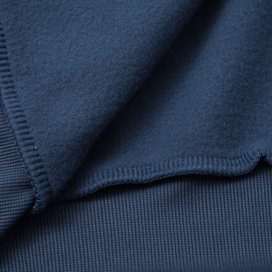 High Quality <b>Women</b> Navy Blue Regular Sleeve Solid <b>Fleece</b> Zip up Hoodie with Drawstring Hood Front Logo Wholesale Manufacturer - Product Image 4