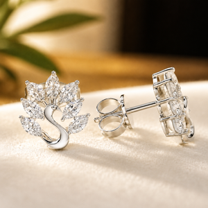 Luxury Moissanite Plated White Gold Stud <b>Earrings</b> Marquise Shape Diamond <b>Earrings</b> Elegant Jewelry for Women Engagement Gift - Product Image 2