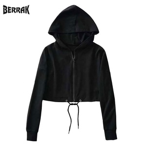 Sweat à capuche pour femmes, pull-over décontracté, manches longues, rayé, haut court, nouveau style - Product Image 1