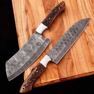 High Quality 2 PCS Professional <b>Kitchen</b> <b>Knife</b> Set With Damascus Steel Blade and Custom Handle <b>Kitchen</b> <b>Knife</b> Set For Hot Sale - Product Image 3