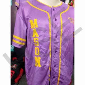 Maillot de baseball personnalisé violet et jaune, uniforme d'équipe léger et respirant - Product Image 5