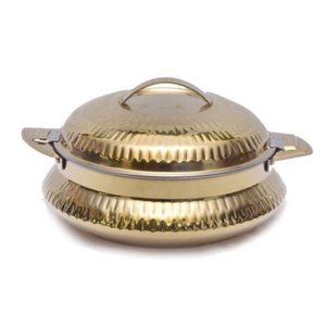 Gold PVD Coated Stainless Steel Insulated Hot <b>Pot</b> Casserole <b>Set</b> With Twist Lock Lid Double Wall Food Warmer Serving Dish - Product Image 3