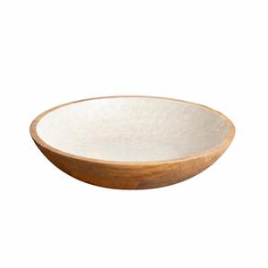 Bol de service moderne en bois émaillé imprimé avec cuillères pour salades, fruits et soupes – Vaisselle design pour cuisine - Product Image 6
