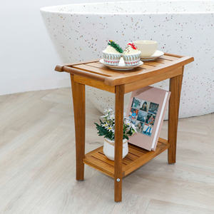 Banc de douche en bois fabriqué avec une structure en bois durable pour un assise confortable dans les environnements humides de la salle de bain - Product Image 5