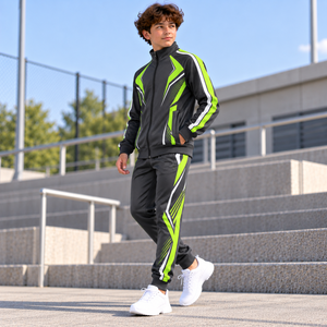 Conjunto Deportivo Juvenil Personalizado al por Mayor, Chaqueta y Pantalones de Entrenamiento, 100% Algodón Ligero, Fabricante - Product Image 3