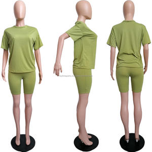 Ensemble short d'été décontracté de marque pour femmes, tissu gaufré tricoté de haute qualité, taille libre, motif XL, tenue à capuche décorée - Product Image 3
