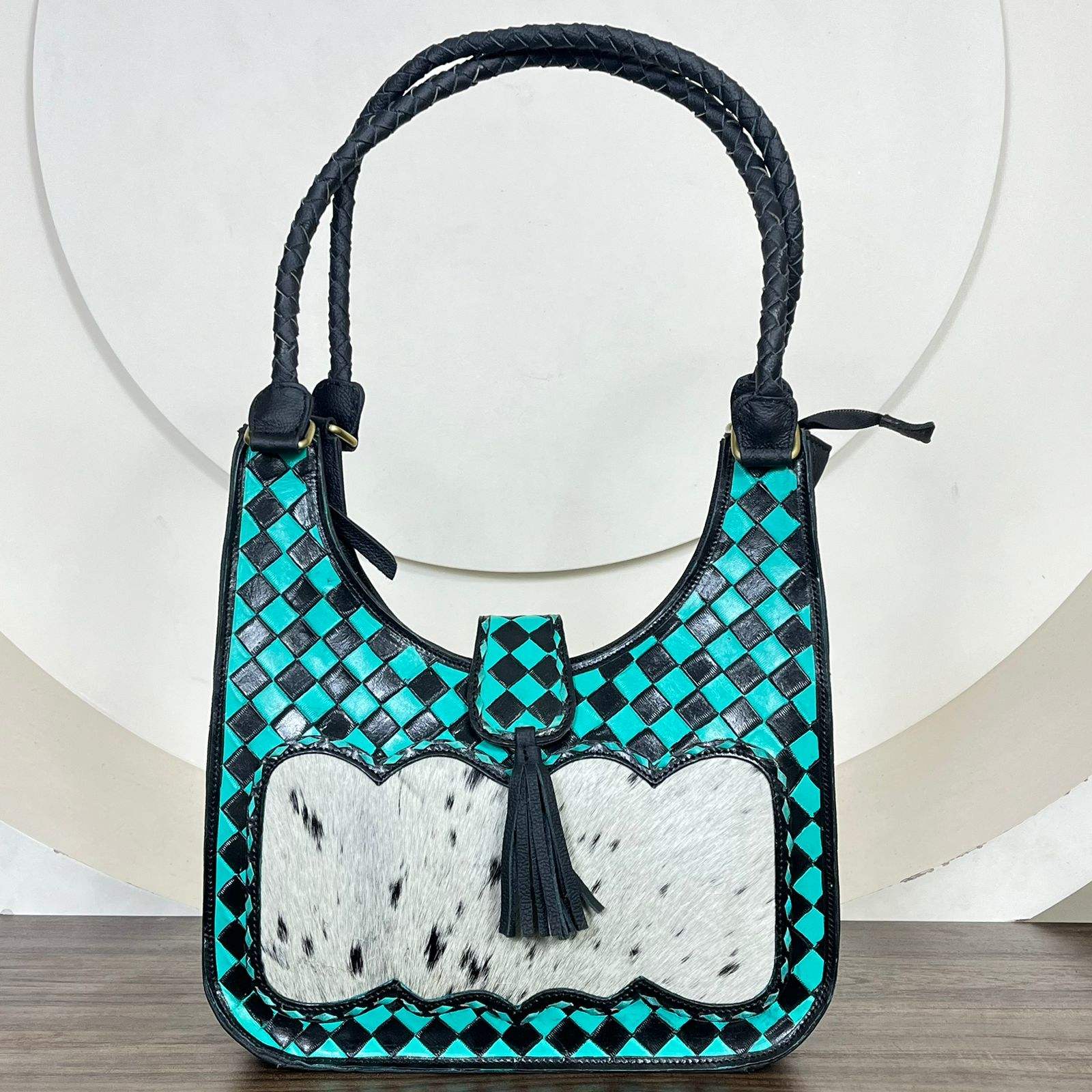 Turquoise & Black Checker