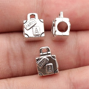 Perles à grand trou en alliage de zinc argent antique <span class=keywords><strong>PARIS</strong></span>, 11x8.6x6.9mm, 1.9g, pour bracelet et bijoux DIY - Product Image 1