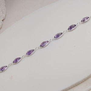 Natural Amethyst <b>Bracelet</b> 925 Sterling Silver Faceted Bezel Set Minimalist Elegant Gemstone <b>Adjustable</b> <b>Bracelet</b> Gift For Her - Product Image 3