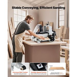 เครื่องขัดทรายแบบดรัมมอเตอร์คู่10 "1HP ต่อนาทีความเร็วแปรผัน4" ความเร็วรอบต่อนาทีมาตรฐานพอร์ตเก็บฝุ่นสำหรับงานไม้สำหรับทำตู้ - Product Image 3