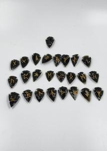 Juego de Runas de Punta de Flecha de Obsidiana Negra, Hermoso Cristal Futhark, Hecho a Mano, Estilo Feng Shui, Grabado, Ágata Muntaha Curativa - Product Image 5