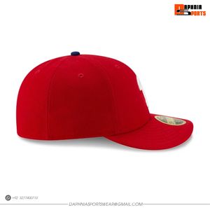 Casquette de baseball rouge DAPHNIA avec logo P blanc, casquette ajustée à 6 panneaux, design brodé, casquette de haute qualité pour l'extérieur, unisexe - Product Image 2