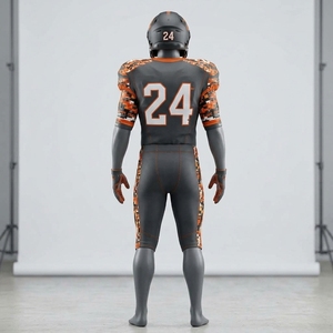 Custom Men's Charcoal Orange American Football Uniform <b>Padded</b> Jersey <b>Pants</b> Set Sports Team Apparel - Product Image 2