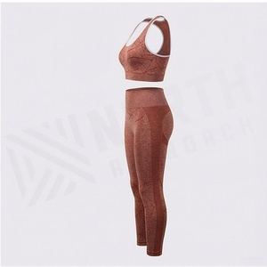 Women's 2 Piece Yoga Set High Waist <b>Leggings</b> Racerback Crop Top Geometric Pattern <b>Activewear</b> - Product Image 3