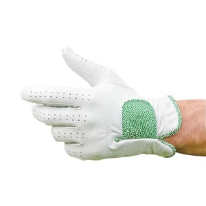 Gant de golf blanc pour droitier en cuir véritable respirant à motif vert, à enfiler, unisexe, pour le sport - Product Image 3