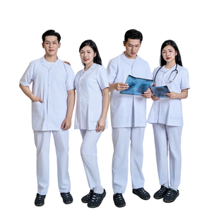 Diseño personalizado, bata moderna de laboratorio, médico, farmacéutico, dental, médico, manga corta, elegante, con logotipo, hombres/mujeres, lino, fábrica FMF - Product Image 3