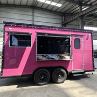 Camion de restauration rose personnalisé avec cuisine complète, camion de restauration mobile fermé avec fenêtres de service pour café, tacos et en-cas