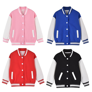 Chaqueta Varsity Rosa y Blanca, Resistente al Viento, de Poliéster/Algodón, Cuello Camisero, Cierre de Botones, Corte Regular, Informal, para Otoño, Unisex - Product Image 6