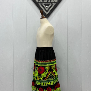 Custom Traditional Embroidered <b>Skirt</b> Ethnic High Waist Floral Maxi <b>Skirt</b> Ribbon Trim Pacific Islander Cultural Dance <b>Skirts</b> Sale - Product Image 4