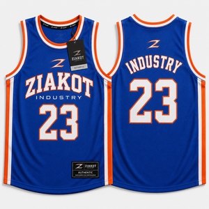 Venta al por Mayor Directa de la Industria, Jersey de Baloncesto Personalizado Más Vendido, Cuello Redondo, Color Blanco Azul Claro, Tejido de Canalé - Product Image 4