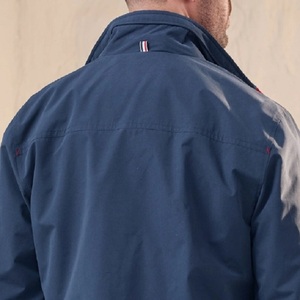 เสื้อแจ็คเก็ตบอมเบอร์สีพื้นสำหรับผู้ชาย ไซส์ใหญ่ ระบายอากาศได้ดี คอปกเหลี่ยม ผ้าแคนวาส สีกรมท่า ย้อมเส้นด้าย - Product Image 4