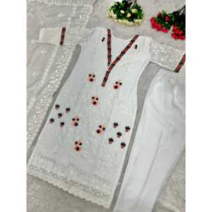 Conjunto de Pantalón y Top de Algodón con Bordado para Salwar Kameez - Product Image 3