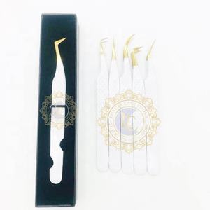 Pince à épiler professionnelle d'extension de cils en acier inoxydable de marque privée - Product Image 3